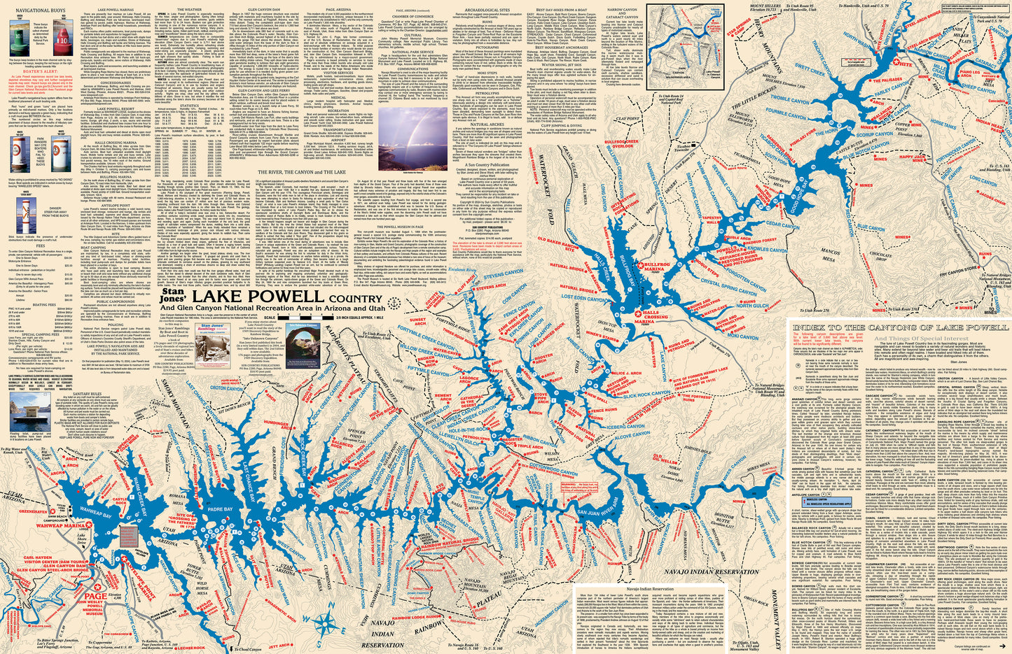 Stan Jones’ and Steve Ward’s Map of Lake Powell - Laminated